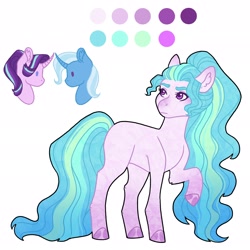 Size: 2048x2048 | Tagged: safe, artist:merviellee, starlight glimmer, trixie, oc, earth pony, pony, unicorn, g4, curved horn, female, high res, horn, lesbian, magical lesbian spawn, offspring, parent:starlight glimmer, parent:trixie, parents:startrix, ship:startrix, shipping
