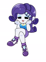 Size: 1536x2048 | Tagged: safe, alternate version, artist:batipin, rarity, equestria girls, g4, bedroom eyes, blushing, breasts, cleavage, clothes, crossed legs, female, friday night funkin', high heels, legs, lidded eyes, miniskirt, open mouth, rarity peplum dress, shoes, simple background, skirt, solo, white background
