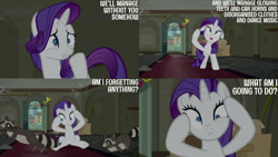 Size: 1280x720 | Tagged: safe, edit, edited screencap, editor:quoterific, screencap, rarity, smoky, softpad, pony, raccoon, unicorn, g4, season 6, the saddle row review, :o, female, floppy ears, male, mare, open mouth, open smile, shrunken pupils, smiling