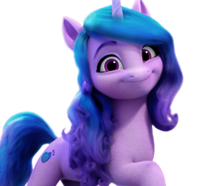 Size: 893x750 | Tagged: safe, edit, edited screencap, screencap, izzy moonbow, pony, unicorn, g5, my little pony: a new generation, official, spoiler:my little pony: a new generation, background removed, cute, izzybetes, looking at you, raised hoof, simple background, smiling, smiling at you, solo, transparent background
