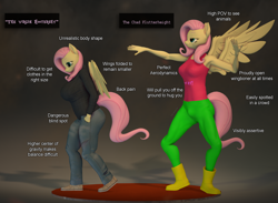 Size: 2948x2160 | Tagged: safe, artist:silkworm205, derpibooru exclusive, fluttershy, pegasus, anthro, g4, 3d, boots, breasts, busty fluttershy, caption, chad, clothes, colored eyebrows, crotch bulge, female, folded wings, high res, image macro, jeans, meme, pants, revamped anthros, shitposting, shoes, source filmmaker, spread wings, stage.bsp, sweater, sweatershy, tank top, text, turtleneck, virgin, virgin walk, wings, yay