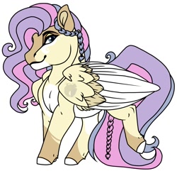 Size: 1386x1335 | Tagged: safe, artist:teonnakatztkgs, oc, oc only, pegasus, pony, braid, female, magical lesbian spawn, mare, offspring, parent:fluttershy, parent:princess cadance, parents:flutterdance, pegasus oc, simple background, smiling, solo, white background
