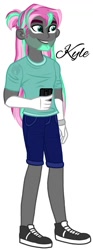 Size: 465x1248 | Tagged: safe, artist:teonnakatztkgs, oc, oc only, equestria girls, g4, beard, clothes, facial hair, male, shoes, shorts, simple background, smiling, solo, white background