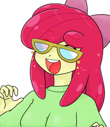 Size: 640x740 | Tagged: safe, alternate version, artist:batipin, apple bloom, equestria girls, g4, female, glasses, multiple variants, open mouth, simple background, solo, transparent background