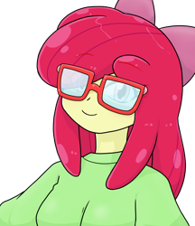 Size: 640x740 | Tagged: safe, alternate version, artist:batipin, apple bloom, equestria girls, g4, female, glasses, multiple variants, open mouth, simple background, solo, transparent background