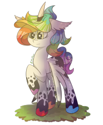 Size: 1460x1782 | Tagged: safe, artist:sunnypaw121, oc, oc only, alicorn, pony, alicorn oc, eyelashes, female, hoof polish, horn, mare, multicolored hair, rainbow hair, raised hoof, simple background, solo, transparent background, wings