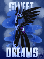 Size: 1200x1600 | Tagged: safe, artist:sunnypaw121, nightmare moon, alicorn, pony, g4, female, helmet, mare, peytral, solo