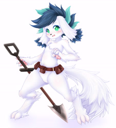 Size: 5128x5672 | Tagged: safe, artist:syrup_sunnyday, artist:vavacung, oc, oc:young queen, diamond dog, comic:the adventure logs of young queen, belt, female, shovel, sword, weapon