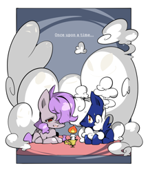 Size: 1030x1200 | Tagged: safe, artist:nabebuta, oc, oc only, oc:ghost terri, oc:vapor trail, pegasus, pony, candle, once upon a time