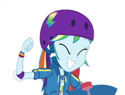 Size: 942x720 | Tagged: safe, edit, edited screencap, screencap, rainbow dash, equestria girls, g4, my little pony equestria girls: better together, sic skateboard, background removed, eyes closed, female, helmet, not a vector, simple background, skateboard, transparent background
