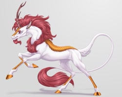 Size: 1280x1024 | Tagged: safe, artist:dementra369, oc, oc only, oc:shining frost, kirin, concave belly, facial hair, fit, goatee, kirin oc, leonine tail, male, muscles, simple background, slender, solo, tail, thin