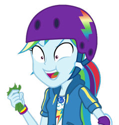 Size: 1031x1080 | Tagged: safe, edit, edited screencap, screencap, rainbow dash, equestria girls, g4, my little pony equestria girls: better together, sic skateboard, background removed, female, food, helmet, lettuce, not a vector, simple background, transparent background