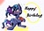 Size: 1024x724 | Tagged: safe, artist:halnohiroka, princess luna, alicorn, pony, g4, bipedal, blushing, happy birthday, heart, present, speech bubble, sweat