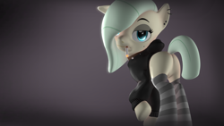 Size: 1920x1080 | Tagged: safe, artist:arrell, oc, oc:arrell, earth pony, pony, 3d, butt, clothes, facing away, female, hoodie, looking at you, looking back, piercing, plot, smoking, socks, solo, source filmmaker