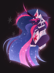 Size: 1832x2480 | Tagged: safe, artist:inspiredpixels, twilight sparkle, oc, oc:everlight everlasting, alicorn, pony, g4, armor, blood, bust, evil twilight, portrait, solo, twilight sparkle (alicorn)