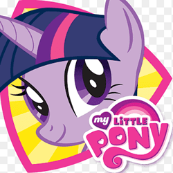 Size: 348x348 | Tagged: safe, twilight sparkle, pony, g4, alpha channel, horn, multicolored hair, my little pony logo, pink hair, pinkfong, png, purple eyes, purple hair, purple skin, solo