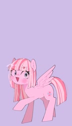 Size: 1080x1880 | Tagged: safe, artist:destroyer_aky, oc, oc only, oc:milky berry, pegasus, pony, aesthetics, blushing, heart, looking at you, simple background, wallpaper