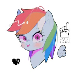 Size: 1400x1400 | Tagged: safe, artist:destroyer_aky, rainbow dash, pegasus, pony, g4, aesthetics, blushing, bust, heart, looking at you, simple background, white background, wings