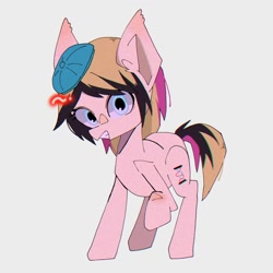 Size: 1500x1500 | Tagged: safe, artist:destroyer_aky, oc, oc only, oc:abbey, earth pony, pony, hat, looking at you, simple background