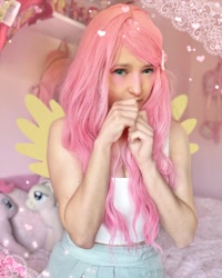 Size: 1080x1350 | Tagged: safe, artist:bunnypinkcess, fluttershy, human, g4, clothes, cosplay, costume, irl, irl human, photo, sleeveless, solo