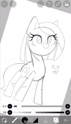 Size: 1080x1869 | Tagged: safe, artist:destroyer_aky, earth pony, pony, female, mare, sketch, solo, unfinished art