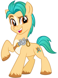 Size: 2100x2800 | Tagged: safe, artist:cheezedoodle96, hitch trailblazer, earth pony, pony, g4, g5, my little pony: a new generation, .svg available, badge, blaze (coat marking), coat markings, colored hooves, dreamworks face, facial markings, g5 to g4, high res, looking at you, male, open mouth, open smile, pale belly, raised eyebrow, raised hoof, sheriff's badge, simple background, smiling, smiling at you, solo, stallion, svg, transparent background, unshorn fetlocks, vector, vector trace