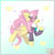Size: 2000x2000 | Tagged: safe, artist:jubyskylines, fluttershy, pegasus, pony, g4, my little pony: the manga, clothes, cute, ear fluff, eye clipping through hair, female, gradient background, heart, high res, jacket, mare, open mouth, ponytail, shyabetes, signature, solo, wings