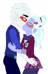 Size: 1504x2320 | Tagged: safe, artist:robertsonskywa1, sugarcoat, equestria girls, g4, clothes, crossover, crossover shipping, crystal prep academy uniform, drift (transformers), equestria girls-ified, glasses, kissing, school uniform, shipping, skirt, transformers