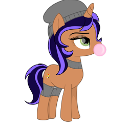 Size: 4000x4000 | Tagged: safe, artist:sugarcubecreationz, oc, oc:aurora gleam, pony, unicorn, absurd resolution, bubblegum, female, food, gum, mare, simple background, solo, transparent background