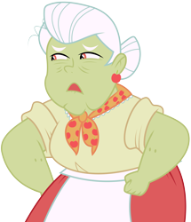 Size: 7011x8157 | Tagged: safe, artist:wissle, granny smith, equestria girls, g4, absurd resolution, angry, clothes, disapproval, female, hand on hip, indignant, simple background, transparent background, vector