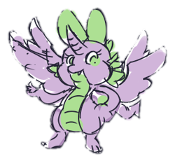Size: 285x262 | Tagged: safe, artist:creamyogurt, spike, alicorn, dragon, pony, g4, alicornified, feathered wings, horn, race swap, simple background, solo, spread wings, transparent background, unicorn horn, winged spike, wings