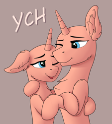 Size: 1952x2169 | Tagged: safe, artist:fess, pony, chest fluff, commission, female, floppy ears, hug, male, mare, ych example, ych sketch, your character here