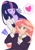 Size: 2462x3473 | Tagged: safe, artist:4phr0sd3l0s, sci-twi, sunset shimmer, twilight sparkle, equestria girls, g4, arrow, blushing, female, heart, high res, lesbian, one eye closed, ship:sci-twishimmer, ship:sunsetsparkle, shipping, smiling, wink