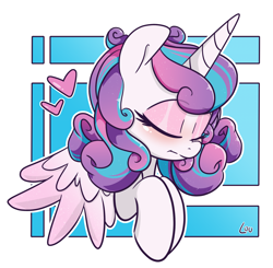 Size: 1500x1469 | Tagged: safe, artist:lou, princess flurry heart, alicorn, pony, g4, adult flurry heart, bust, eyes closed, female, heart, mare, older, older flurry heart, solo