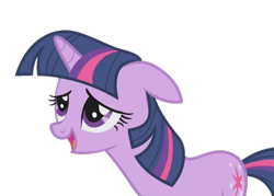 Size: 1006x720 | Tagged: safe, edit, edited screencap, screencap, twilight sparkle, pony, unicorn, applebuck season, g4, season 1, background removed, ears back, female, floppy ears, horn, mare, not a vector, open mouth, open smile, simple background, smiling, solo, transparent background, unicorn twilight