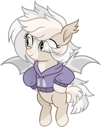 Size: 1920x2427 | Tagged: safe, artist:cirillaq, oc, oc:cuddy, bat pony, pony, clothes, female, filly, foal, hoodie, simple background, solo, transparent background