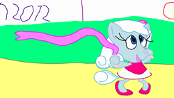 Size: 1280x720 | Tagged: safe, artist:rose80149, oc, oc:snowdrop, pegasus, pony, 1000 hours in ms paint, clothes, gymnastics, london, london 2012, olympics, rhythmic gymnastics, solo, sports outfit