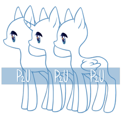 Size: 837x796 | Tagged: safe, artist:miioko, oc, oc only, earth pony, pegasus, pony, unicorn, bald, base, ear fluff, earth pony oc, horn, pay to use, pegasus oc, simple background, transparent background, unicorn oc, wings