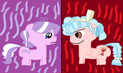 Size: 2156x1288 | Tagged: safe, artist:coltfan97, cozy glow, diamond tiara, earth pony, pegasus, pony, g4, 1000 hours in ms paint, angry, confrontation, cozy glutes, diamond buttiara, looking at each other, looking at someone