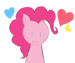 Size: 1080x902 | Tagged: artist needed, safe, pinkie pie, earth pony, pony, g4, blushing, heart, simple background, solo, white background