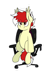 Size: 1544x2220 | Tagged: safe, artist:aaathebap, oc, oc only, oc:aaaaaaaaaaa, bat pony, pony, chair, gaming, gaming chair, male, office chair, simple background, sitting, solo, stallion, transparent background