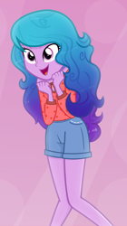 Size: 820x1461 | Tagged: safe, artist:daarkenn, izzy moonbow, equestria girls, g4, g5, clothes, clothes swap, cute, equestria girls-ified, g5 to equestria girls, g5 to g4, generation leap, izzybetes, shirt, shorts, solo