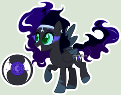 Size: 3483x2733 | Tagged: safe, artist:stormcloud-yt, oc, oc only, oc:night sparkling, pegasus, pony, base used, colored wings, female, grin, high res, mare, offspring, parent:king sombra, parent:princess luna, parents:lumbra, pegasus oc, raised hoof, simple background, smiling, solo, sombra eyes, two toned wings, wings