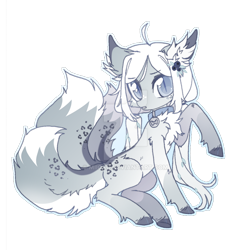 Size: 1024x1024 | Tagged: safe, artist:miioko, oc, oc only, pony, chest fluff, collar, deviantart watermark, multiple tails, obtrusive watermark, raised hoof, simple background, solo, tail, transparent background, watermark