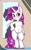 Size: 1200x1939 | Tagged: safe, artist:drafthoof, artist:yoditax, rarity, unicorn, semi-anthro, g4, arm hooves, armpits, belly, belly button, bipedal, blushing, ear fluff, eyebrows, eyelashes, female, horn, looking at you, mare, pose, smiling, solo, unshorn fetlocks