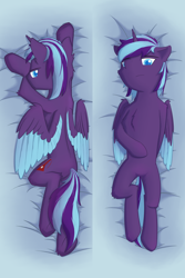 Size: 2560x3840 | Tagged: safe, artist:dark_wind, oc, oc:dark wind, alicorn, pony, alicorn oc, bed, body pillow, body pillow design, high res, horn, looking at you, wings
