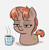 Size: 836x854 | Tagged: safe, artist:heretichesh, oc, oc only, oc:orange pekoe, pony, unicorn, #1, amputee, coffee, colored, eyelashes, female, female oc, filly, filly oc, foal, horn, lying, morning ponies, mug, pony oc, ponyloaf, prone, quadruple amputee, simple background, sleepy, solo, unicorn oc