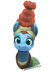 Size: 1613x2258 | Tagged: safe, artist:raphaeldavid, meadowbrook, earth pony, pony, g4, beehive hairdo, bust, meadowcute, portrait, simple background, solo, white background