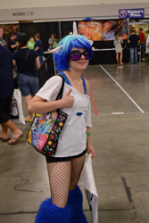 Size: 2000x3000 | Tagged: safe, artist:iiid3ltaiii, dj pon-3, vinyl scratch, human, g4, 2013, clothes, convention, cosplay, costume, high res, irl, irl human, photo, thumbs up