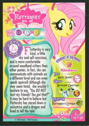 Size: 288x409 | Tagged: safe, edit, angel bunny, fluttershy, bird, blue jay, rabbit, squirrel, g4, animal, headcanon, trading card